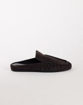 Topshop Brianna ruched mule loafer in chocolate