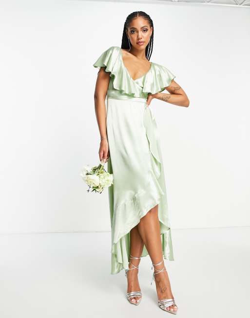 Topshop green 2025 wrap dress