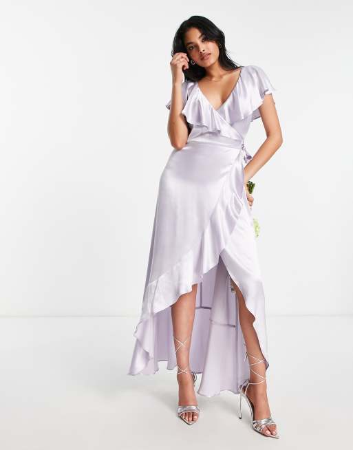 Satin frill clearance dress