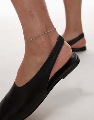 Topshop Brit leather slingback ballet in black