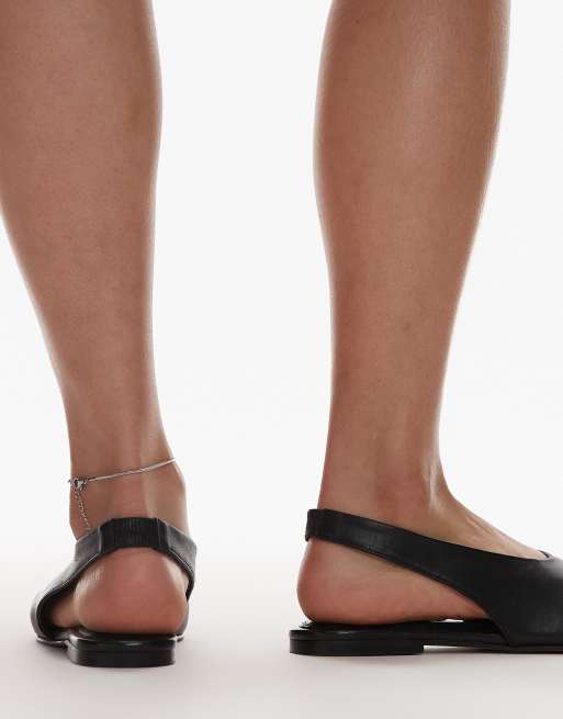 Topshop Brit leather slingback ballet in black
