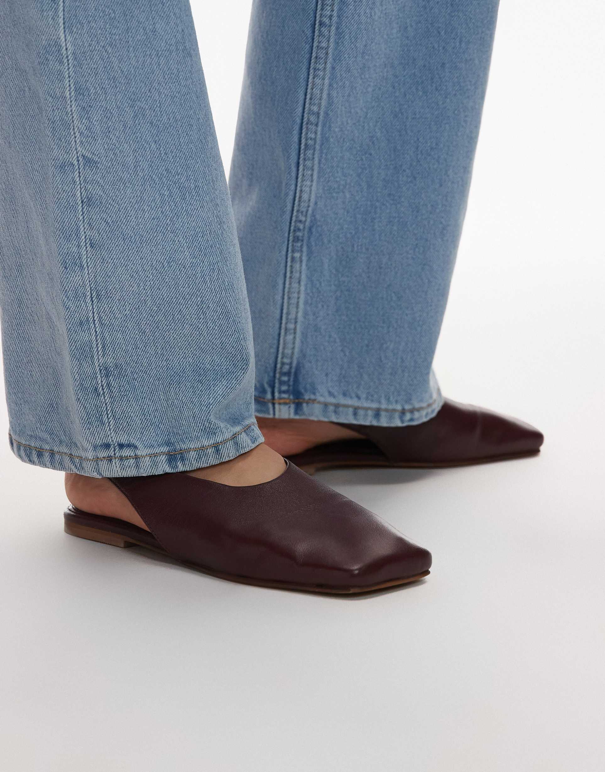 topshop brit leather slingback ballet flats in burgundy