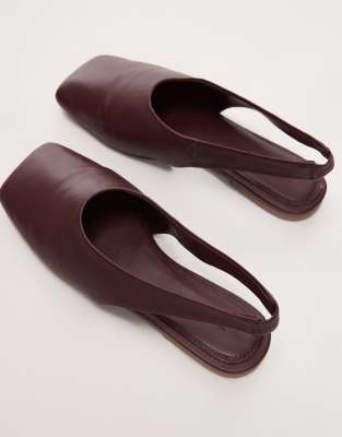 Topshop Brit leather slingback ballet in burgundy