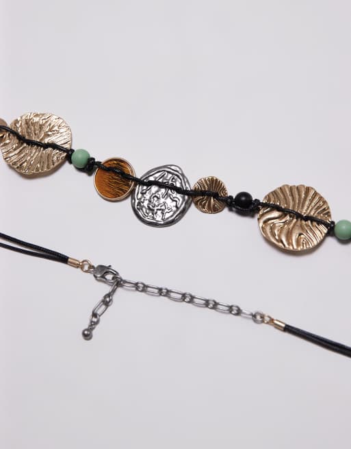 Topshop Brittany rope belt with mixed metal discs, 3 of 3