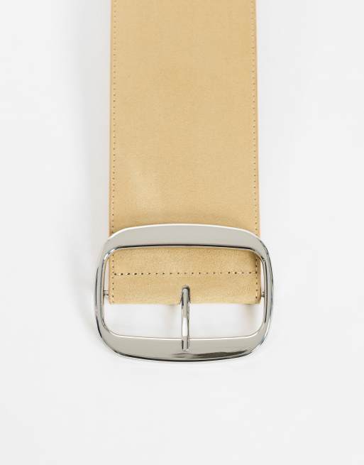 Topshop Brittany suedette wide belt in cream, 2 of 3