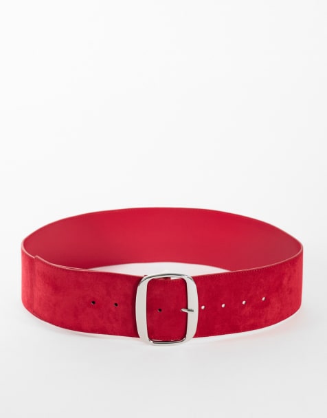 Topshop Brittany suedette wide belt in red - view 1