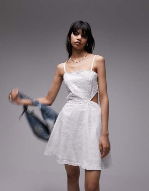 Womens white clearance linen dress