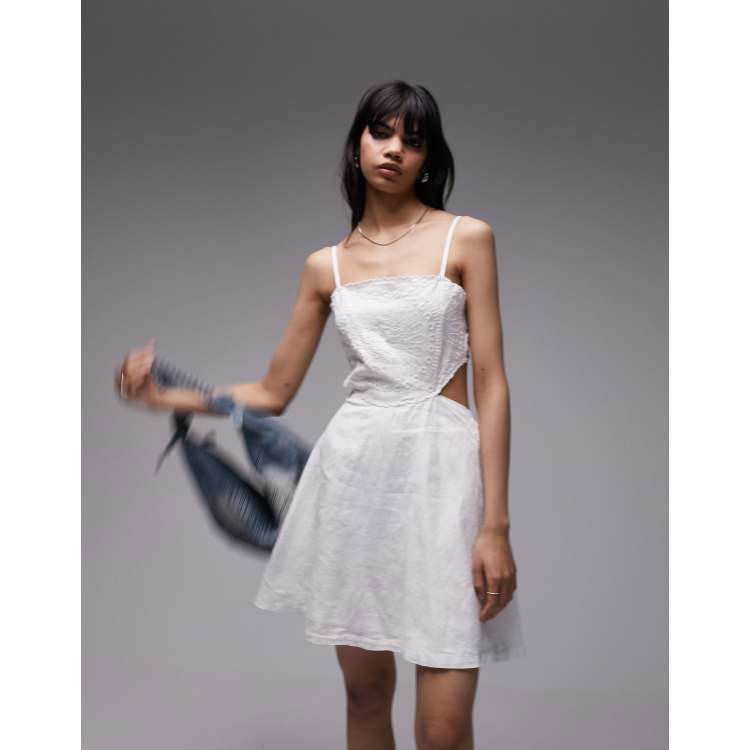 White linen store mini dress