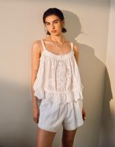 4th & Reckless crochet flared sleeve keyhole detail maxi beach dress in cream