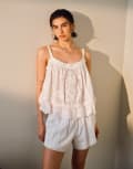[Topshop] Topshop broderie mini knicker shorts in white (part of a set) 16 white