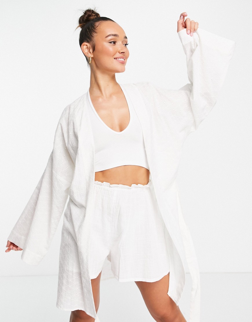 Topshop broderie robe in white