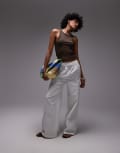 [Topshop] Topshop broderie side detail tie waist pants in white-Yellow 6 white