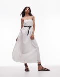 [Topshop] Topshop broderie strappy chuck on midi dress in ivory-White 18 ivory