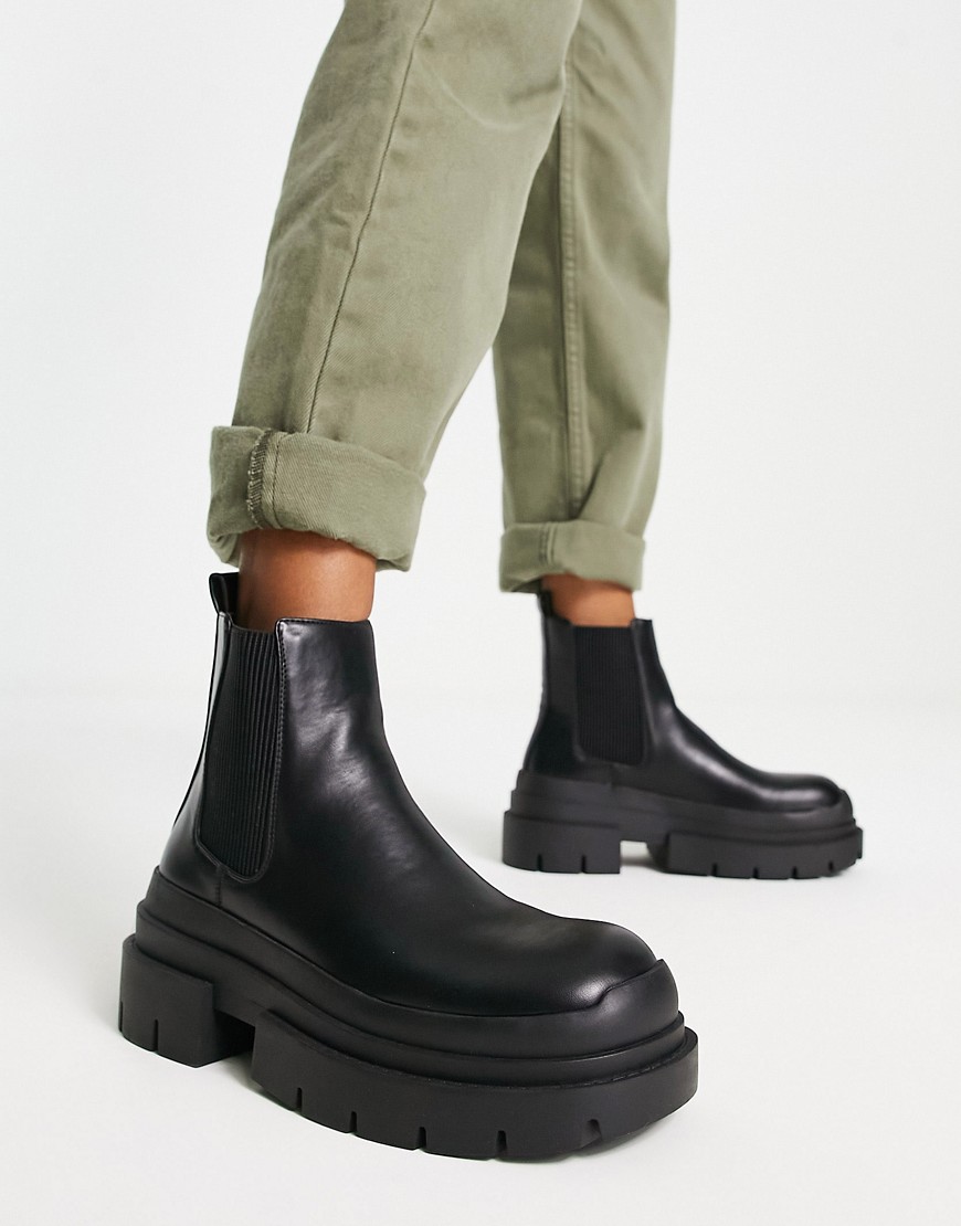 Topshop Brody chunky chelsea boot in black