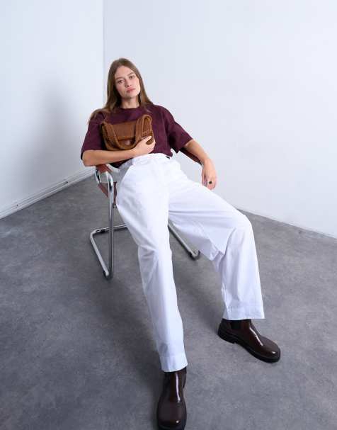 Topshop - Broek met ballonpijpen en lipje aan de taille in wit - view 1