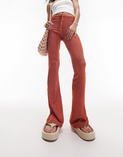 Topshop - Broek met gestrikte voorkant en textuur in roze