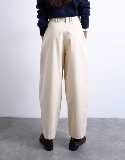 Topshop - Broek met hoge taille met riem in neutraal, 2 van 5