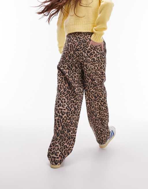 Topshop - Broek met rechte pijpen en luipaardprint in multi, 4 van 5