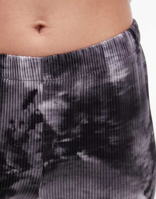 Topshop - Broek van plissé met abstracte print in grijs, 4 van 5