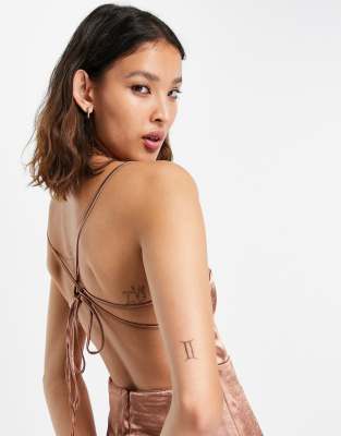 Topshop bronze satin slip mini dress ASOS