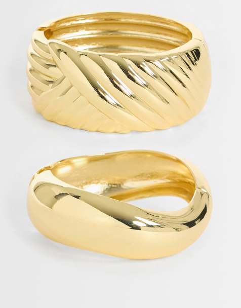 Topshop Brooklyn 2pk bangles in gold - view 1