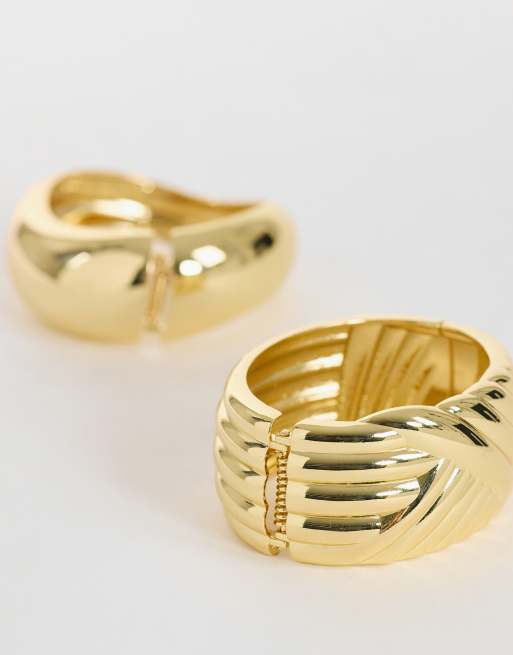 Topshop Brooklyn 2pk bangles in gold, 2 of 3