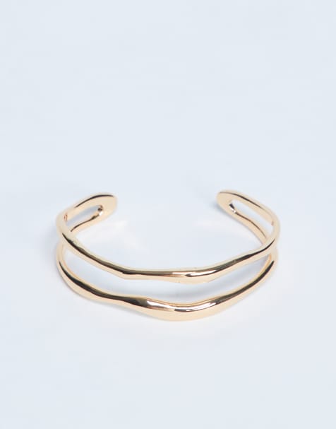 Topshop - Brooklyn - Lot de 2 bracelets joncs - Doré - view 1