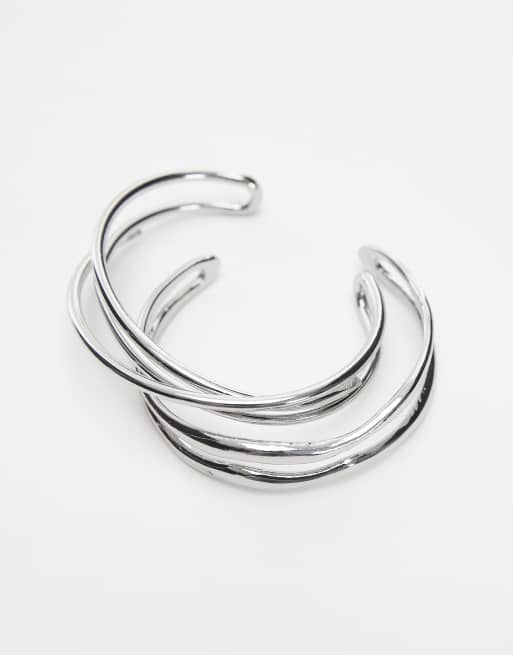 Topshop - Brooklyn - Set van 2 brede armbanden in zilverkleur, 3 van 3