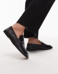 [Topshop] Topshop Brooks ruched back real leather flat shoes in black 42 BLACK