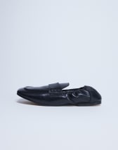 Topshop Brooks ruched back real leather loafer in black
