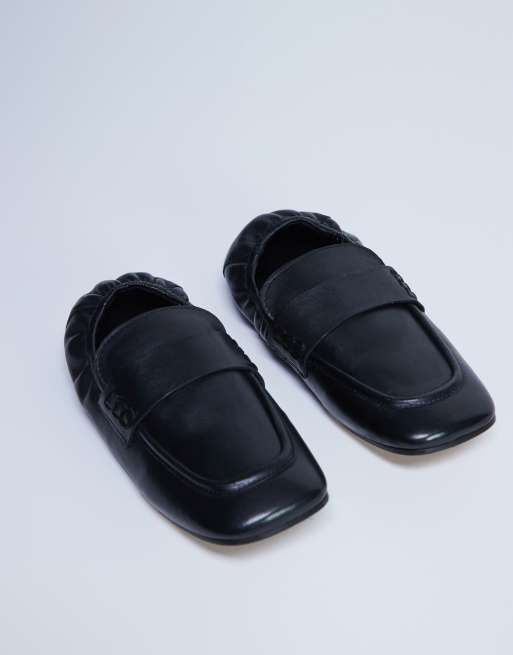 Topshop Brooks ruched back real leather loafer in black, 2 of 4
