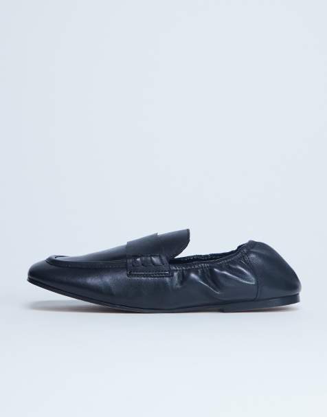 Topshop - Brooks - Scarpe basse in vera pelle nere con parte posteriore arricciata - view 1