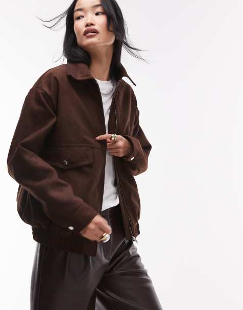 Topshop – Brun bomberjacka i mockaimitation - view 1