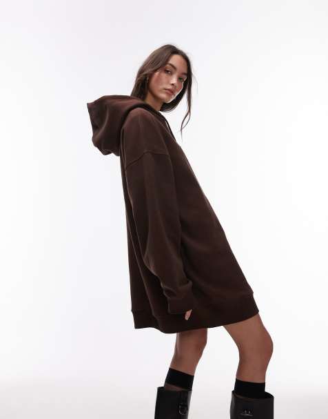 Topshop - Brun og oversized hættetrøje-minikjole - view 1