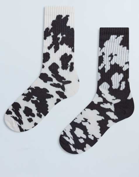 Topshop – Bruna och gräddvita, komönstrade, sportiga och ribbade strumpor, 2-pack - view 1