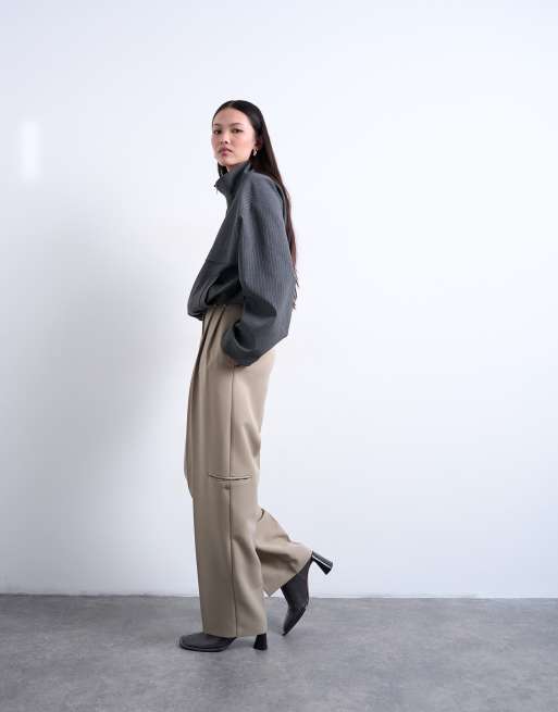 Topshop – Bruna, slouchy byxor med två veck, del av set, 2 av 5