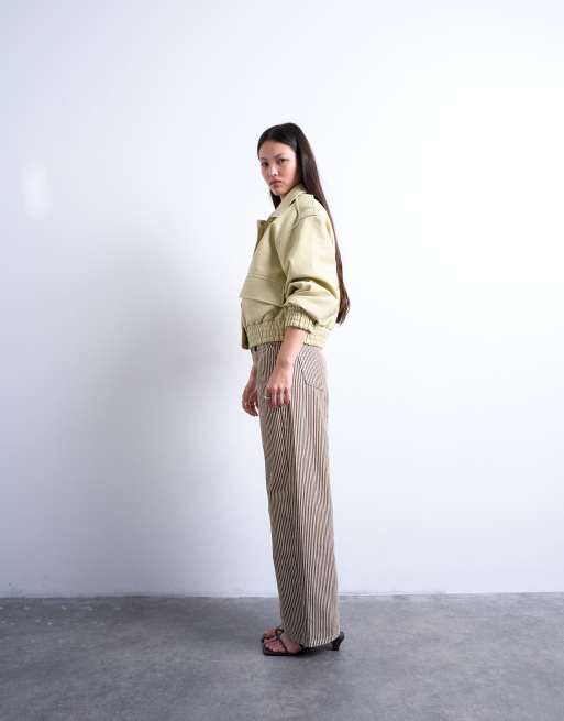 Topshop - Brune bukser med justerbar talje og multifarvede striber, 4 af 5