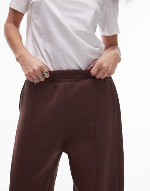 Topshop - Brune joggingbukser i jersey med tøndeformede ben og sømdetaljer, 3 af 5