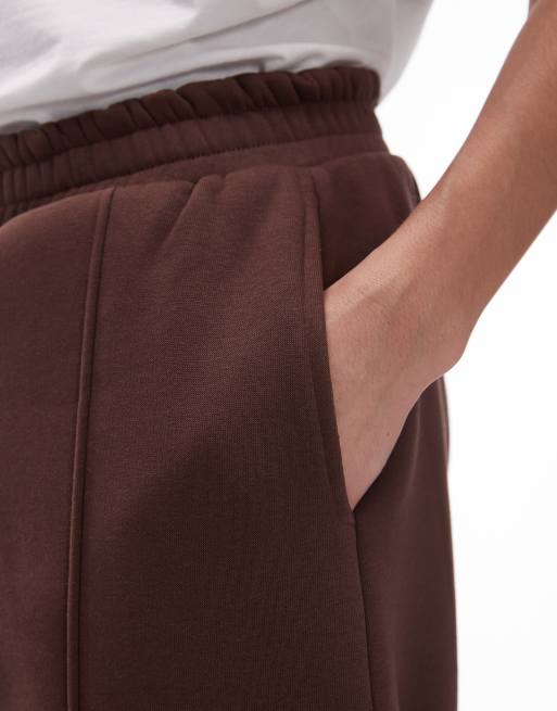 Topshop - Brune joggingbukser i jersey med tøndeformede ben og sømdetaljer, 4 af 5