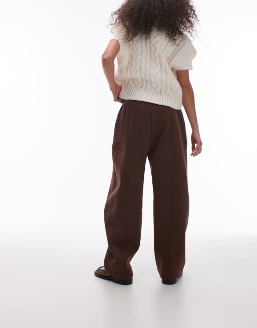 Topshop - Brune joggingbukser i jersey med tøndeformede ben og sømdetaljer, 5 af 5