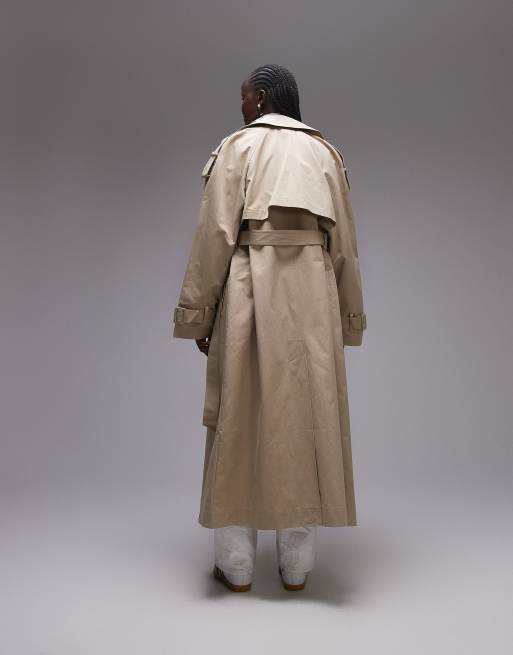 Topshop – Brungrå minimalistisk trenchcoat, 3 av 4