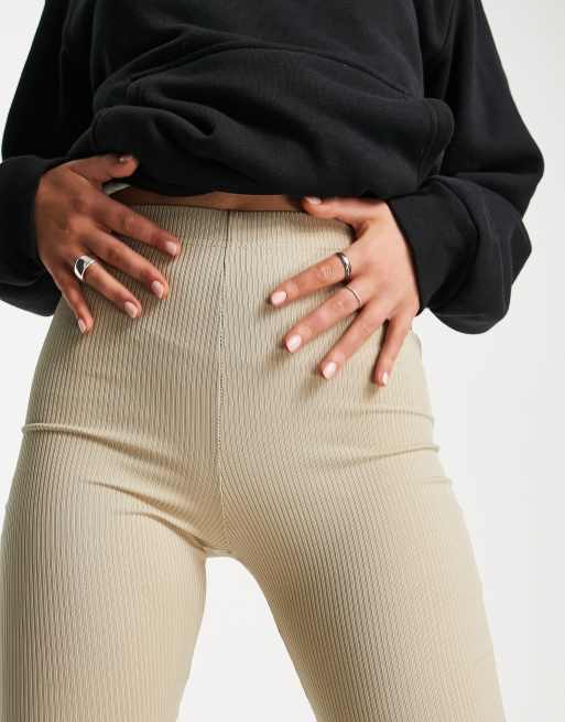 Topshop – Brungrå skinny ribbade leggings med hög midja , 3 av 4