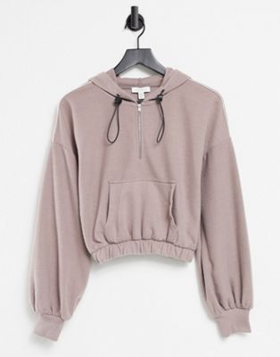 Topshop brushed fleece hoodie in mink - ASOS Price Checker