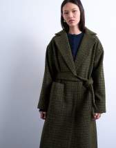 ASOS DESIGN oversized dad coat in black and white spliced check