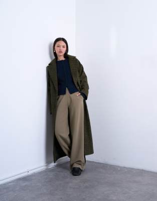 Topshop Brushed Formal Coat In Green