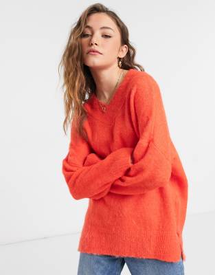 topshop red knitted jumper