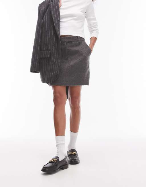 Topshop brushed mini skirt in gray - part of a set