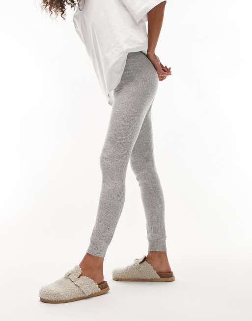 Topshop brushed ribbed joggers in grey marl