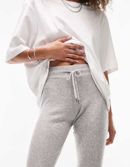 Topshop brushed rib skinny jogger in grey