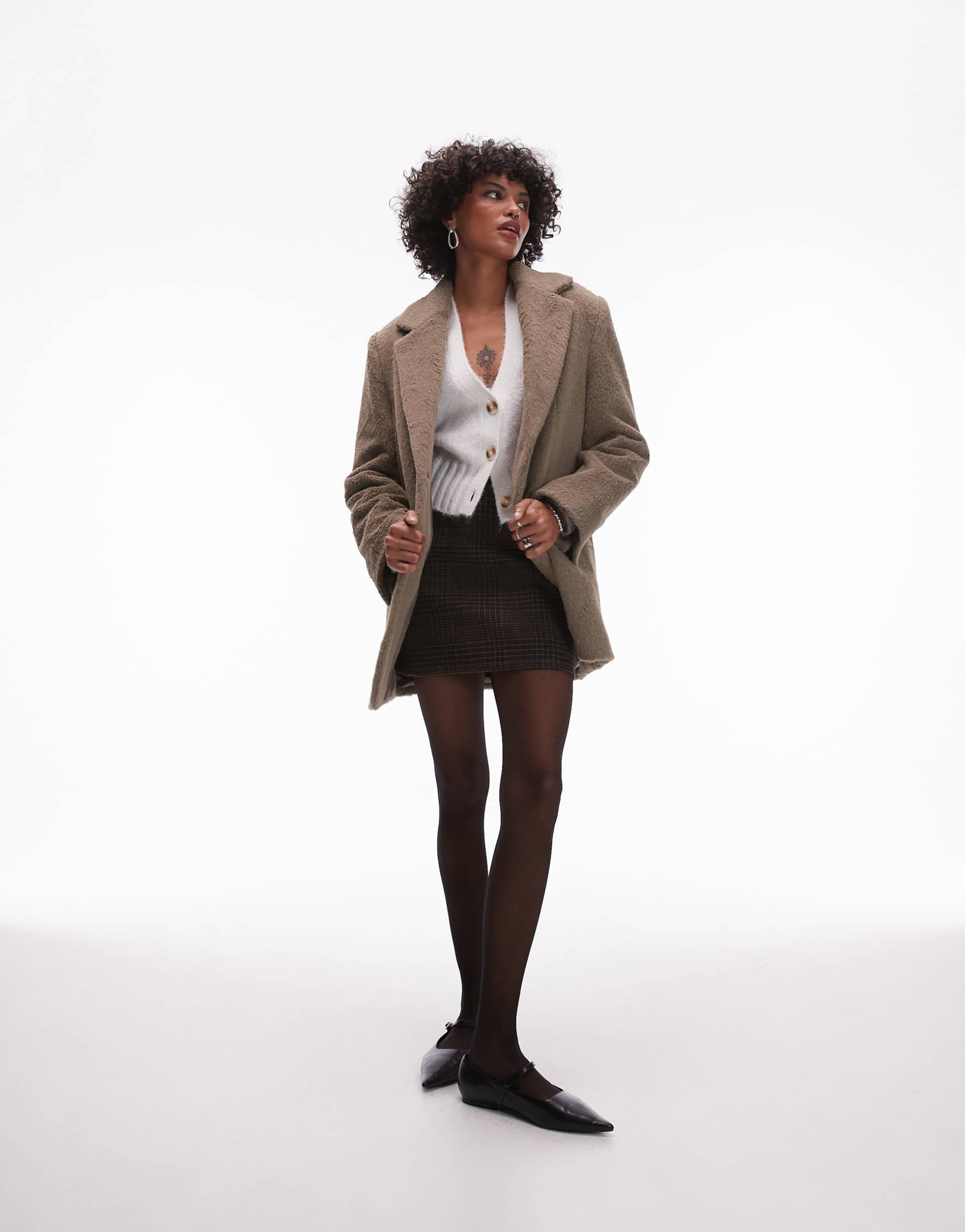 topshop brushed super oversized blazer in gray